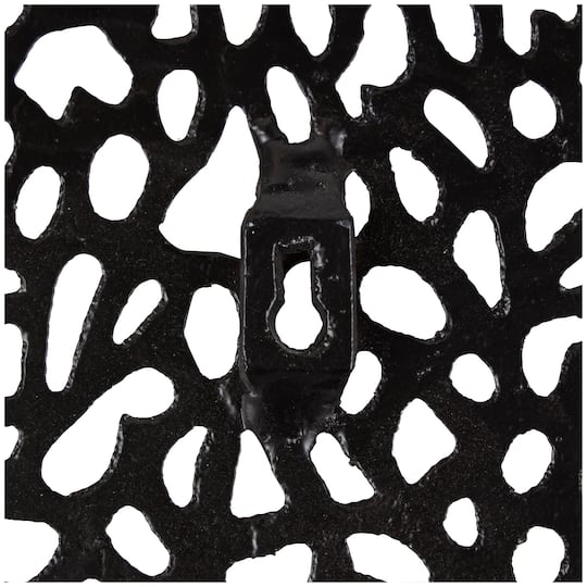 45" Black Abstract Aluminum Wall Mirror with Open Lattice Frame